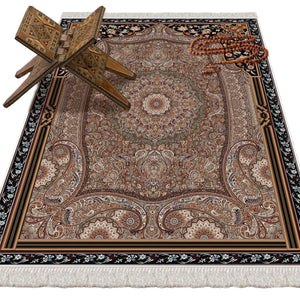 Anatolian Carpet Design Soft Padded Prayer Rug | Cotton Layer Janamaz | Anti Slip Backing Bamboo Cotton Prayer Mat | Islamic Gifts
