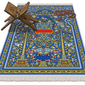 Flower Tiles Soft Padded Prayer Rug | Cotton Layer Janamaz | Anti Slip Backing Bamboo Cotton Prayer Mat | Islamic Gifts