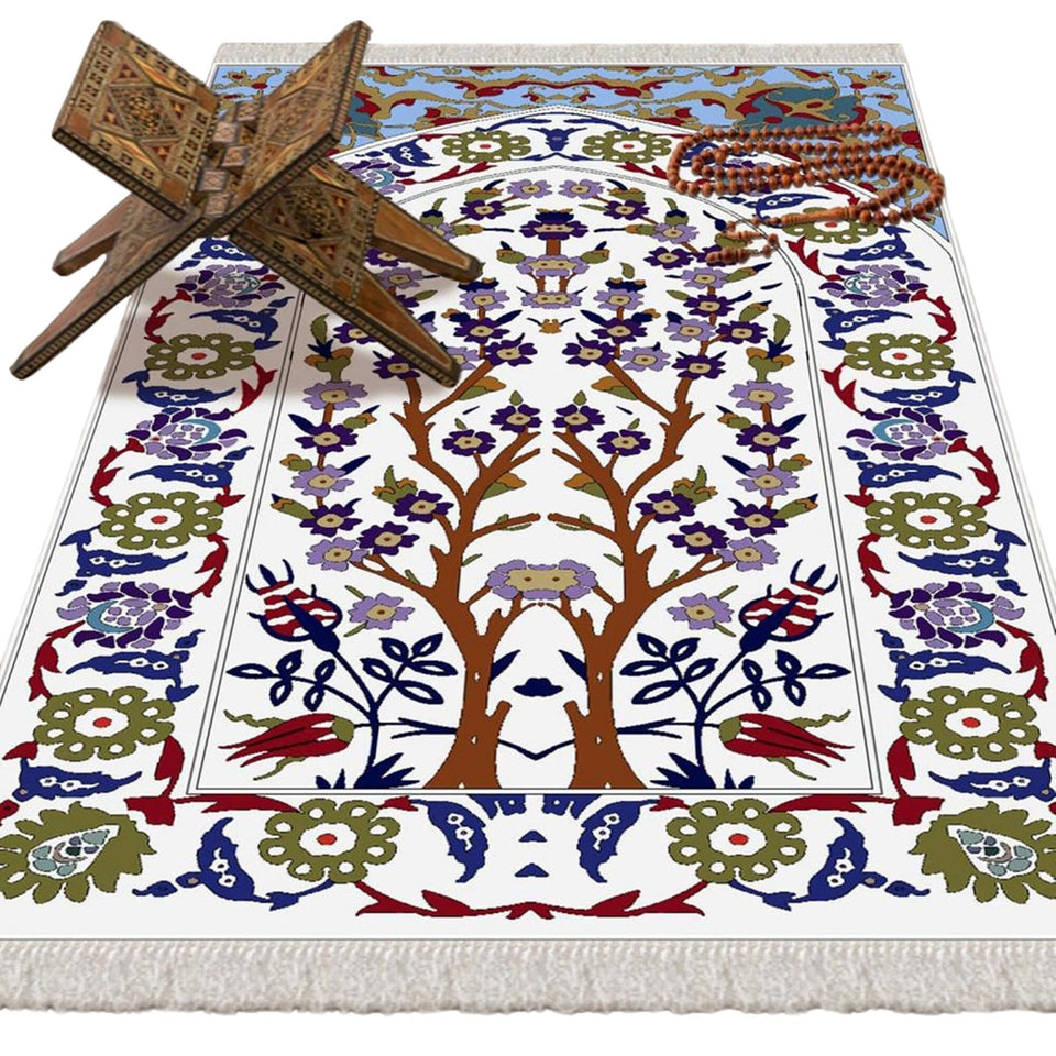 Daisy Of Egypt Soft Padded Prayer Rug | Cotton Layer Janamaz | Anti Slip Backing Bamboo Cotton Prayer Mat | Islamic Gifts
