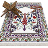 Tulip Era Soft Padded Prayer Rug | Cotton Layer Janamaz | Anti Slip Backing Bamboo Cotton Prayer Mat | Islamic Gifts