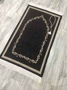 Dark Brown Sejadah, Rawdah Inspired Lux Prayer Mat,  Prophet's Mosque Prayer Rug, Alrawda Janamaz, Rawda, Unique Islamic Gift