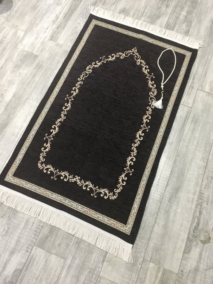 Dark Brown Sejadah, Rawdah Inspired Lux Prayer Mat,  Prophet's Mosque Prayer Rug, Alrawda Janamaz, Rawda, Unique Islamic Gift