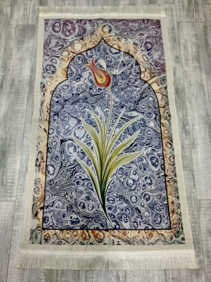 Marbled Blue Sejadah, Rawdah Inspired Lux Prayer Mat,  Prophet's Mosque Prayer Rug, Alrawda Janamaz, Rawda, Unique Islamic Gift