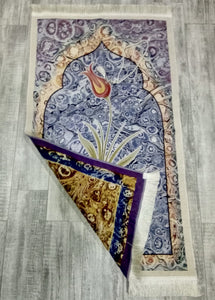 Marbled Blue Sejadah, Rawdah Inspired Lux Prayer Mat,  Prophet's Mosque Prayer Rug, Alrawda Janamaz, Rawda, Unique Islamic Gift