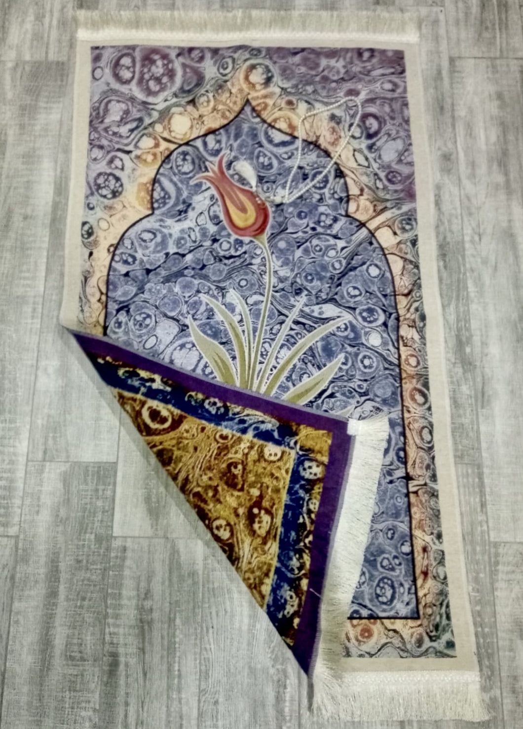 Marbled Blue Sejadah, Rawdah Inspired Lux Prayer Mat,  Prophet's Mosque Prayer Rug, Alrawda Janamaz, Rawda, Unique Islamic Gift