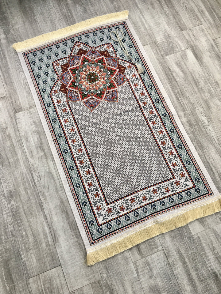 Bohemian Sejadah, Rawdah Inspired Lux Prayer Mat,  Prophet's Mosque Prayer Rug, Alrawda Janamaz, Rawda, Unique Islamic Gift