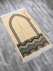Ethnic Beige Sejadah, Rawdah Inspired Lux Prayer Mat,  Prophet's Mosque Prayer Rug, Alrawda Janamaz, Rawda, Unique Islamic Gift