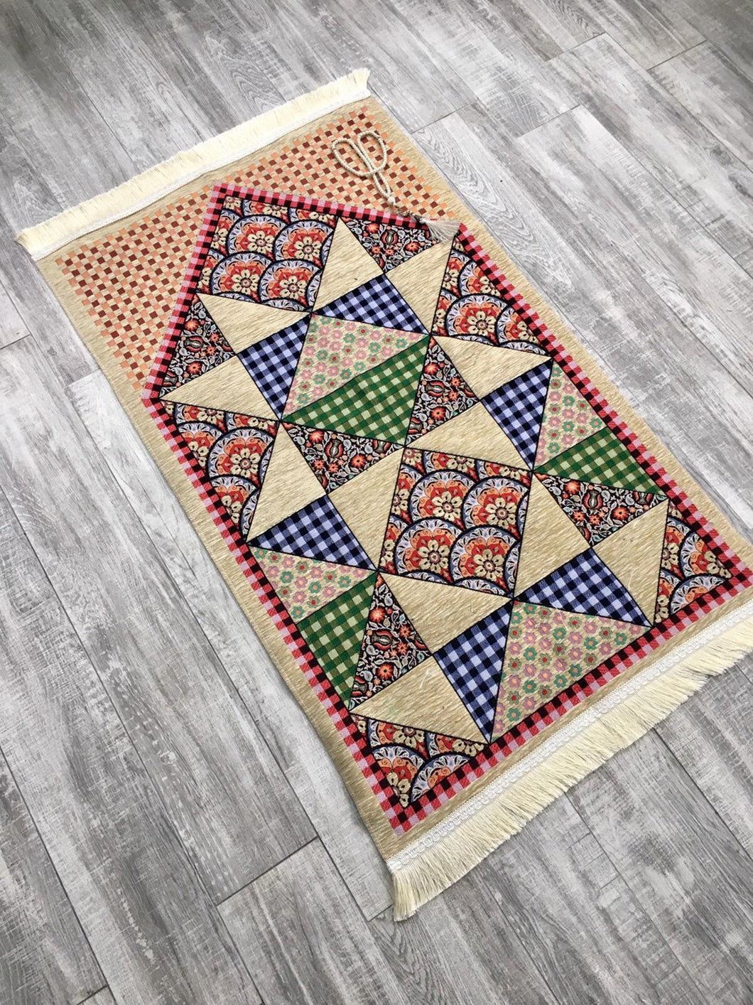 Patch Work Sejadah, Rawdah Inspired Lux Prayer Mat,  Prophet's Mosque Prayer Rug, Alrawda Janamaz, Rawda, Unique Islamic Gift