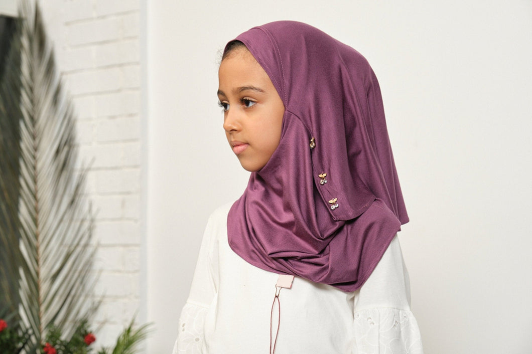 Damson Cherry Instant Scarf Hijab | Muslim Kid | Kid Turban | Islamic Kid Hijab | Kids Prayer Dress | Burqa| Kids Abaya |Islamic Scarf Hijab