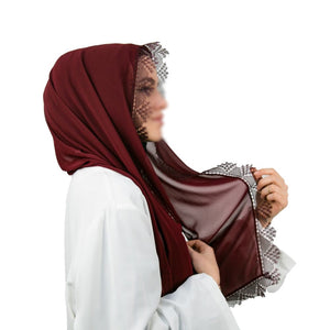 روسری توری سوزنی حجاب | حجاب سبک ترکی نرم | لباس مسلمانانه | لباس زنان مسلمان | مسلماه حجاب | شال اسلامی | مد حجاب