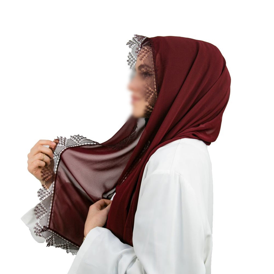 Needle Lace Scarf Hijab | Soft Turkish Style Hijab | Muslimah Wear | Muslim Women Clothing | Muslimah Hijab | Islamic Shawl | Hijab Fashion