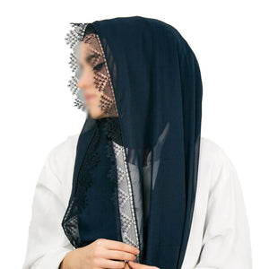 Игла со чипкаст шал хиџаб | Меки турски стил хиџаб | Носете муслимана | Облека за жени муслимани | Муслимах Хиџаб | Исламски шал | Мода на хиџаб