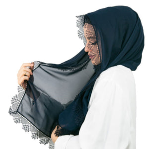 Écharpe en dentelle à l'aiguille Hijab | Hijab doux de style turc | Muslimah Wear | Vêtements pour femmes musulmanes | Muslimah Hijab | Châle islamique | Mode Hijab