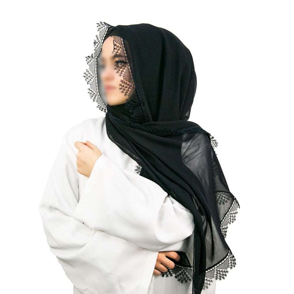 Hijab sciarpa in pizzo ad ago | Hijab morbido stile turco | Muslimah Wear | Abbigliamento donna musulmana | Muslimah Hijab | Scialle islamico | Moda Hijab