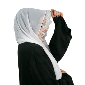 روسری توری سوزنی حجاب | حجاب سبک ترکی نرم | لباس مسلمانانه | لباس زنان مسلمان | مسلماه حجاب | شال اسلامی | مد حجاب