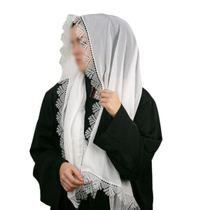 Hixhabi me Shalle me Dantella | Hixhab i stilit të butë turk | Veshja Muslimah | Veshje për Gratë Myslimane | Muslimah Hixhab | Shami Islam | Moda e Hixhabit