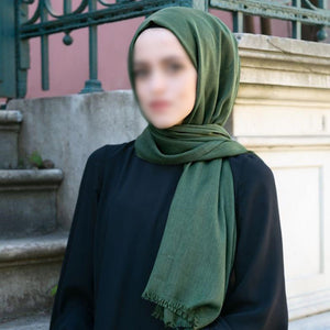 Жасыл мақта шарфы хиджаб | Жұмсақ түрік хиджабы | Муслима кию | Мұсылман әйелдерінің киімдері | Муслима хиджабы | Исламдық орамал | Хиджаб сәні