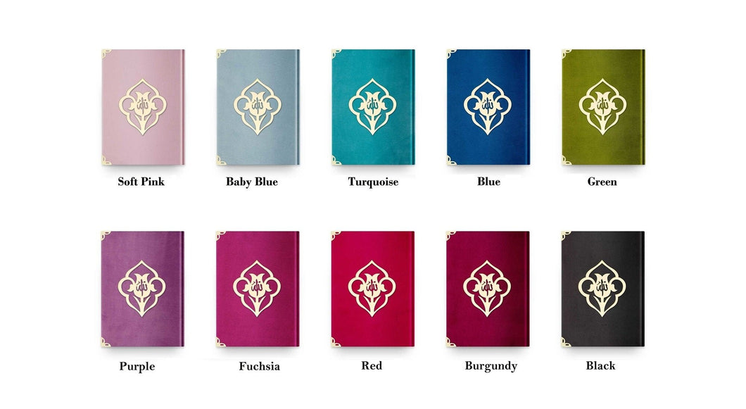 Large Sizes Tulip Velvet Quran Books | Moshaf | Koran | Islamic Book | Quran Favors | Unique Islamic Gifts | Ramadan Gift | Islamic Gifts |