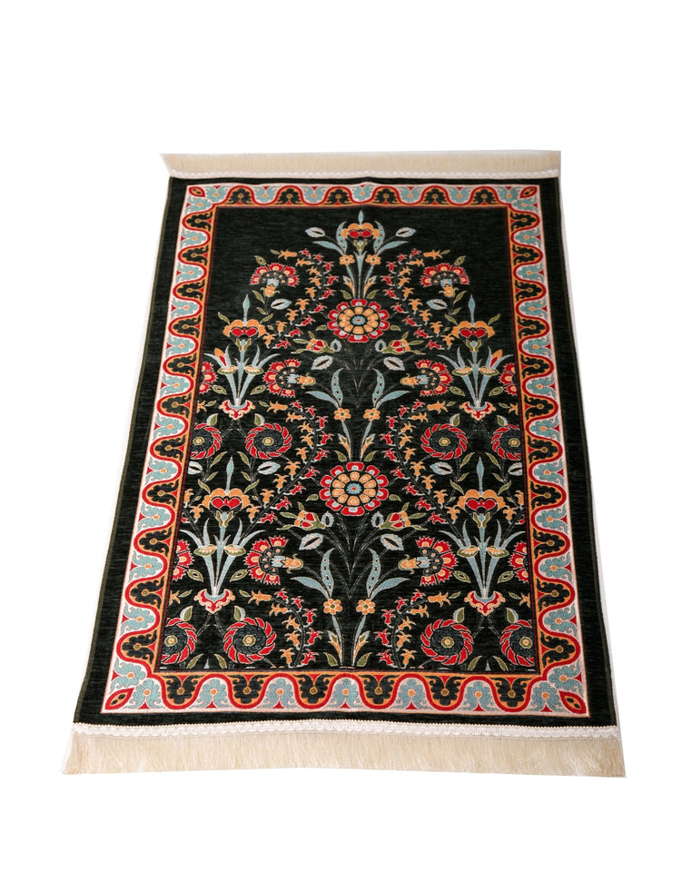Oriental Flowers Prayer Mat, Prayer Mat with Tasbeeh, Prayer Rug, Ramadan Decoration, Islamic Wedding, Eid Gift, Muslim Women Janamaz
