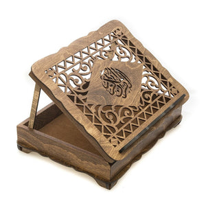 Light Brown Portable Wooden Holy Quran Reading Desk | Desktop Book Reading Stand | Bookstand | Wooden Tawla | Rihal | Wooden Quran Box