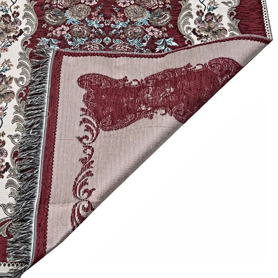 Burgundy Lux Roses  Islamic Prayer Rug, Portable Sejadah, Travel Prayer Rug, Salat, Musallah, Sejadah, Janamaz