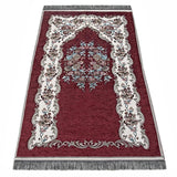 Burgundy Lux Roses  Islamic Prayer Rug, Portable Sejadah, Travel Prayer Rug, Salat, Musallah, Sejadah, Janamaz