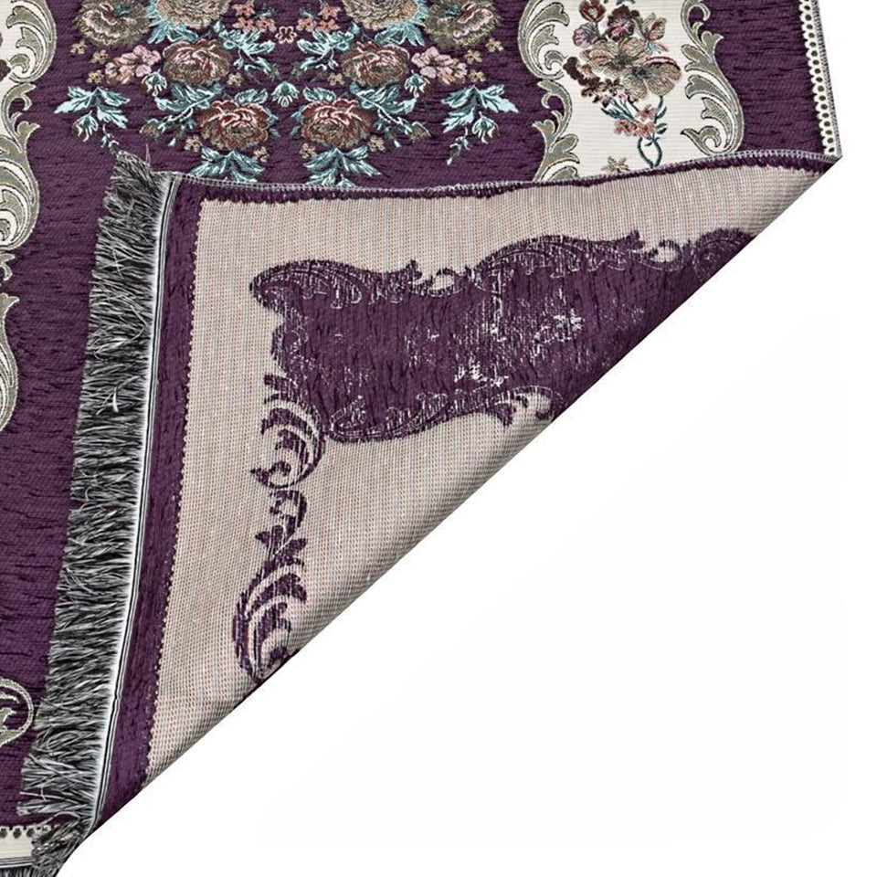 Purple Lux Roses Islamic Prayer Rug, Portable Sejadah, Travel Prayer Rug, Salat Musallah Sejadah Janamaz