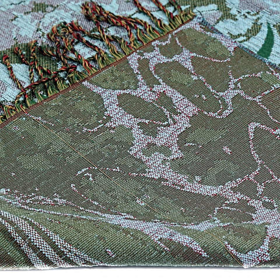 Turquoise Taffeta Islamic Prayer Rug, Tulip Motiff Janamaz Musallah Sesallah Sejadah Carpet Muslim Seccade Islam Sajadah