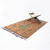 Light Brown Taffeta Islamic Prayer Rug, Tulip Motiff Janamaz Musallah Sesallah Sejadah Carpet Muslim Seccade Islam Sajadah