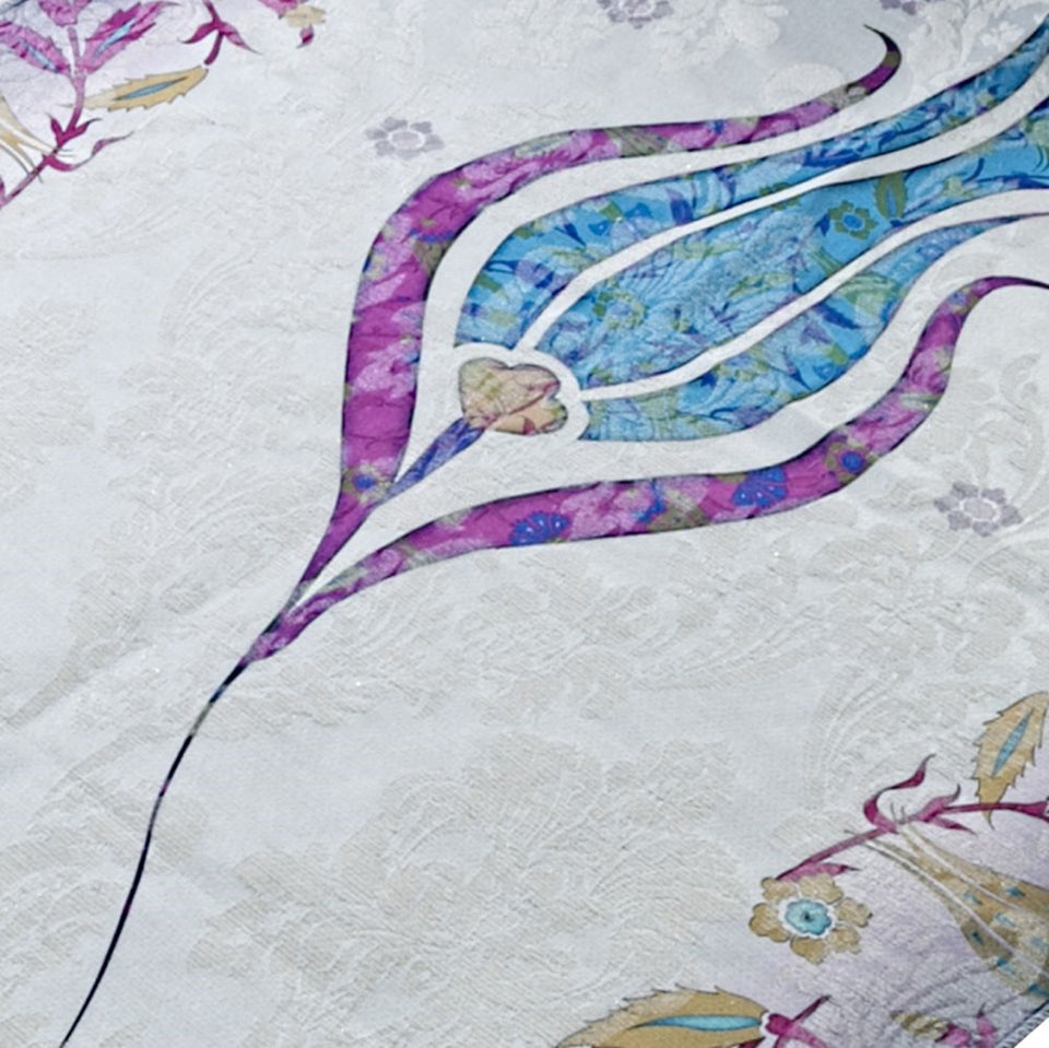 Thin Cotton Green Islamic Prayer Rug, Blue Tulip Motiff Janamaz Musallah Sesallah Sejadah Carpet Muslim Seccade Islam Sajadah