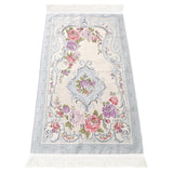 Lux Blue Prayer Mat with Bottom Layer, Embossed Flowers, Wedding Gift, Anniversary Gift, Prayer Rug, Dowries Janamaz