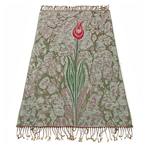 Brown Taffeta Islamic Prayer Rug, Tulip Motiff Janamaz Musallah Sesallah Sejadah Carpet Muslim Seccade Islam Sajadah