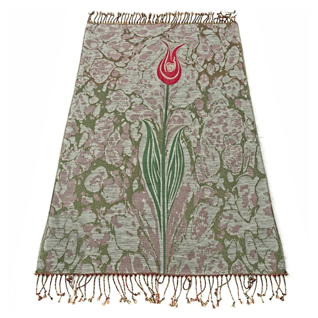 Brown Taffeta Islamic Prayer Rug, Tulip Motiff Janamaz Musallah Sesallah Sejadah Carpet Muslim Seccade Islam Sajadah