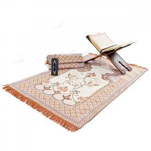 Brown Lux Tinsel Islamic Prayer Rug, Portable Sejadah, Travel Prayer Rug, Salat, Musallah, Sejadah, Janamaz