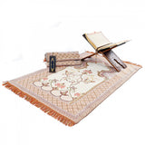 Brown Lux Tinsel Islamic Prayer Rug, Portable Sejadah, Travel Prayer Rug, Salat, Musallah, Sejadah, Janamaz