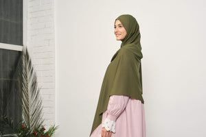 Kaki Dubai zijden sjaal hijab | Zachte Turkse stijl hijab | Muslimah Wear | Kleding voor moslimvrouwen | Muslimah Hijab | Sjaal | Hijab Fashion