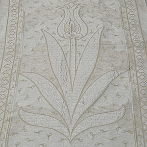 Cream Tulip Taffeta Lux Lightweighted Islamic Prayer Rug, Janamaz, Musallah, Sesallah, Sejadah, Carpet, Muslim Seccade, Islam Sajadah
