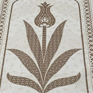 Milky Brown Tulip Taffeta Lux Lightweighted Islamic Prayer Rug, Janamaz, Musallah, Sesallah, Sejadah, Carpet, Muslim Seccade, Islam Sajadah