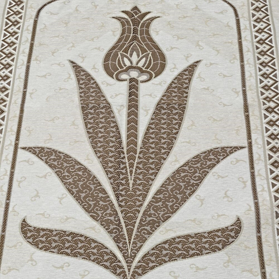 Milky Brown Tulip Taffeta Lux Lightweighted Islamic Prayer Rug, Janamaz, Musallah, Sesallah, Sejadah, Carpet, Muslim Seccade, Islam Sajadah