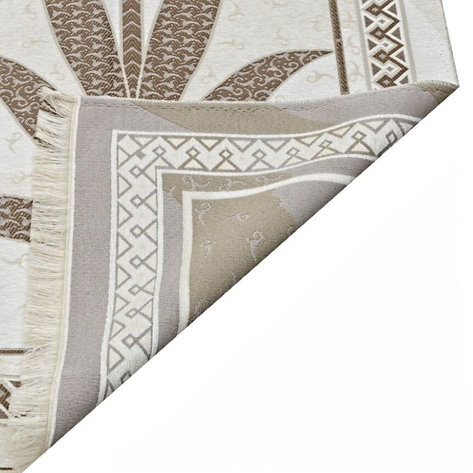 Milky Brown Tulip Taffeta Lux Lightweighted Islamic Prayer Rug, Janamaz, Musallah, Sesallah, Sejadah, Carpet, Muslim Seccade, Islam Sajadah