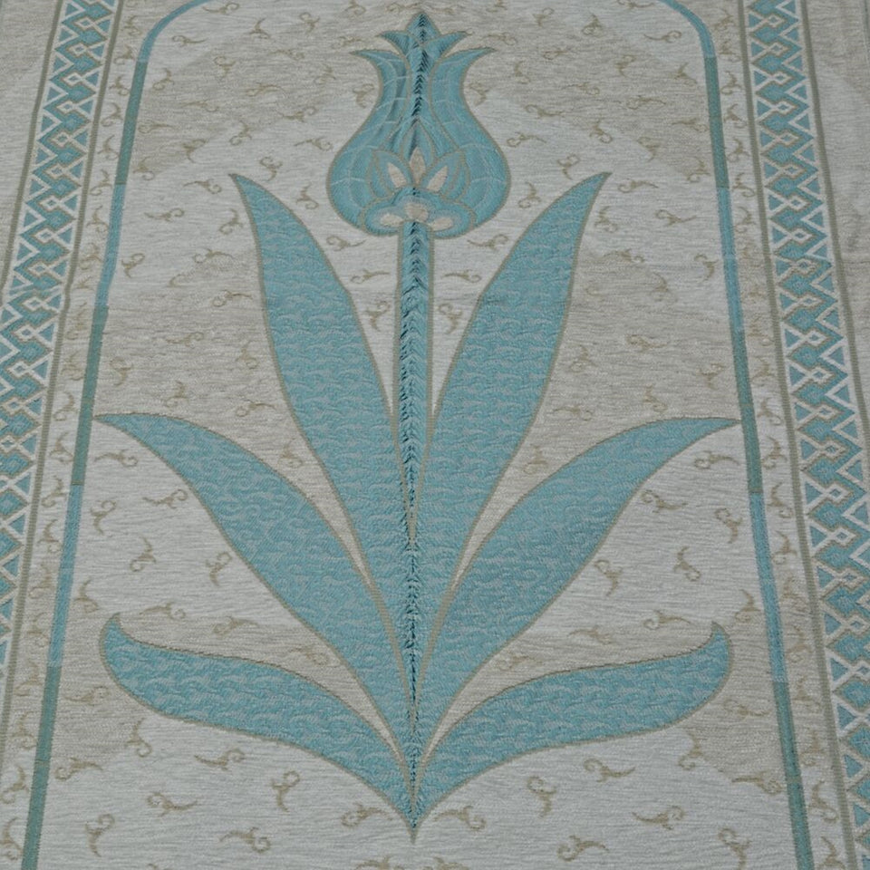 Turquoise Tulip Taffeta Lux Lightweighted Islamic Prayer Rug, Janamaz, Musallah, Sesallah, Sejadah, Carpet, Muslim Seccade, Islam Sajadah