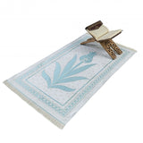 Turquoise Tulip Taffeta Lux Lightweighted Islamic Prayer Rug, Janamaz, Musallah, Sesallah, Sejadah, Carpet, Muslim Seccade, Islam Sajadah