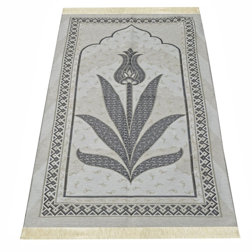 Mink Tulip Taffeta Lux Lightweighted Islamic Prayer Rug, Janamaz, Musallah, Sesallah, Sejadah, Carpet, Muslim Seccade, Islam Sajadah