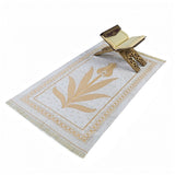 Gold Tulip Taffeta Lux Lightweighted Islamic Prayer Rug, Janamaz, Musallah, Sesallah, Sejadah, Carpet, Muslim Seccade, Islam Sajadah