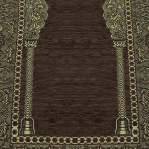Brown Aslisah Chenille Lightweighted Islamic Prayer Rug, Janamaz, Musallah, Sesallah, Sejadah, Carpet, Muslim Seccade, Islam Sajadah - islamicbazaar