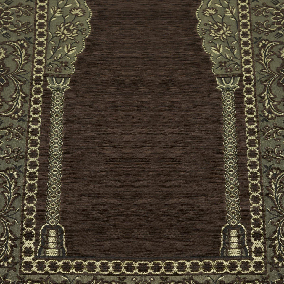 Brown Aslisah Chenille Lightweighted Islamic Prayer Rug, Janamaz, Musallah, Sesallah, Sejadah, Carpet, Muslim Seccade, Islam Sajadah - islamicbazaar