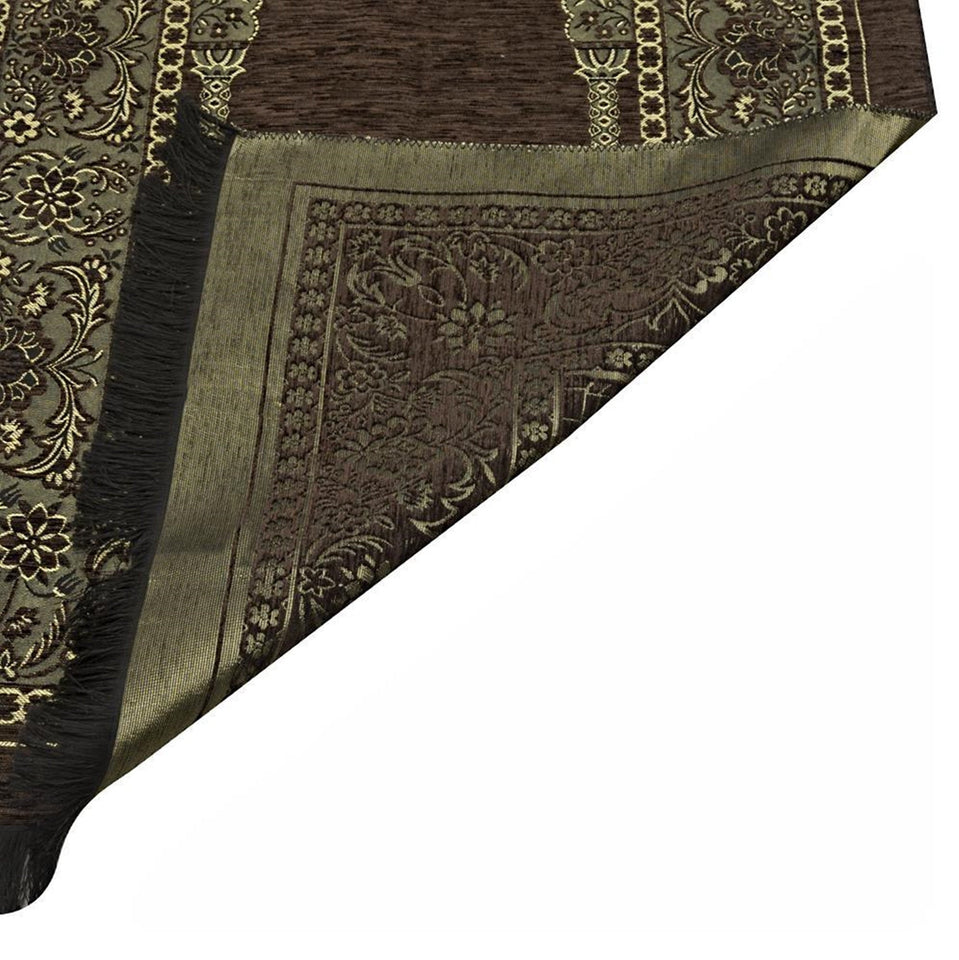 Brown Aslisah Chenille Lightweighted Islamic Prayer Rug, Janamaz, Musallah, Sesallah, Sejadah, Carpet, Muslim Seccade, Islam Sajadah - islamicbazaar