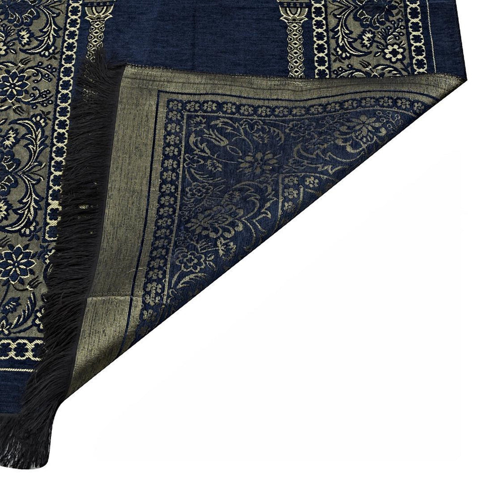Blue Aslisah Chenille Lightweighted Islamic Prayer Rug, Janamaz, Musallah, Sesallah, Sejadah, Carpet, Muslim Seccade, Islam Sajadah - islamicbazaar