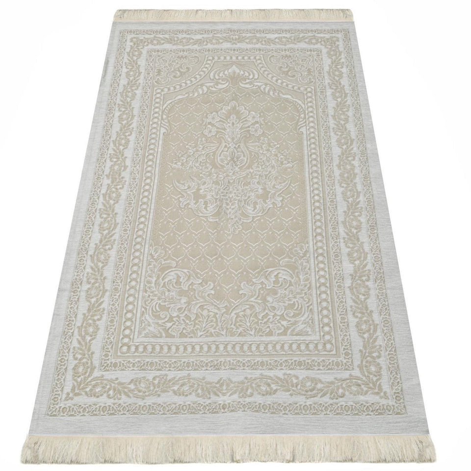 Lux Cotton Cream Prayer Mat , Dainty Gift, Wedding Gift, Anniversary Gift, Prayer Rug, Dowries Janamaz, Muslim Gifts
