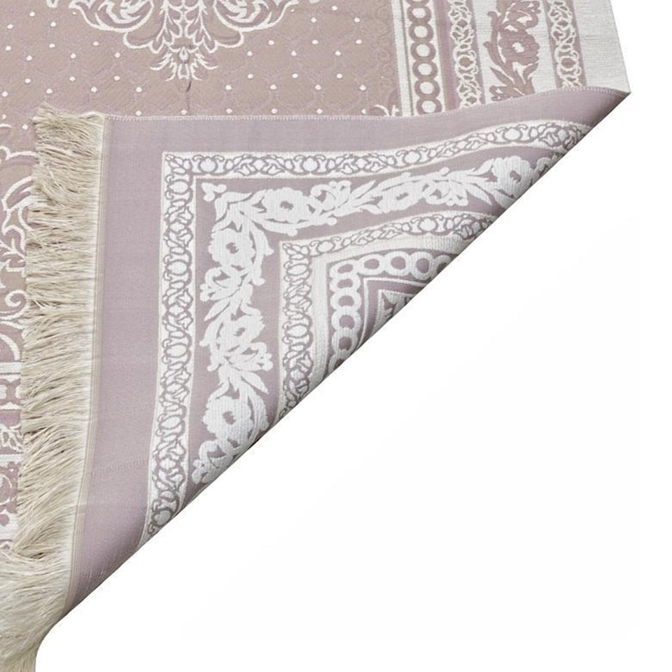 Lux Cotton Pink Prayer Mat , Dainty Gift, Wedding Gift, Anniversary Gift, Prayer Rug, Dowries Janamaz, Muslim Gifts - islamicbazaar